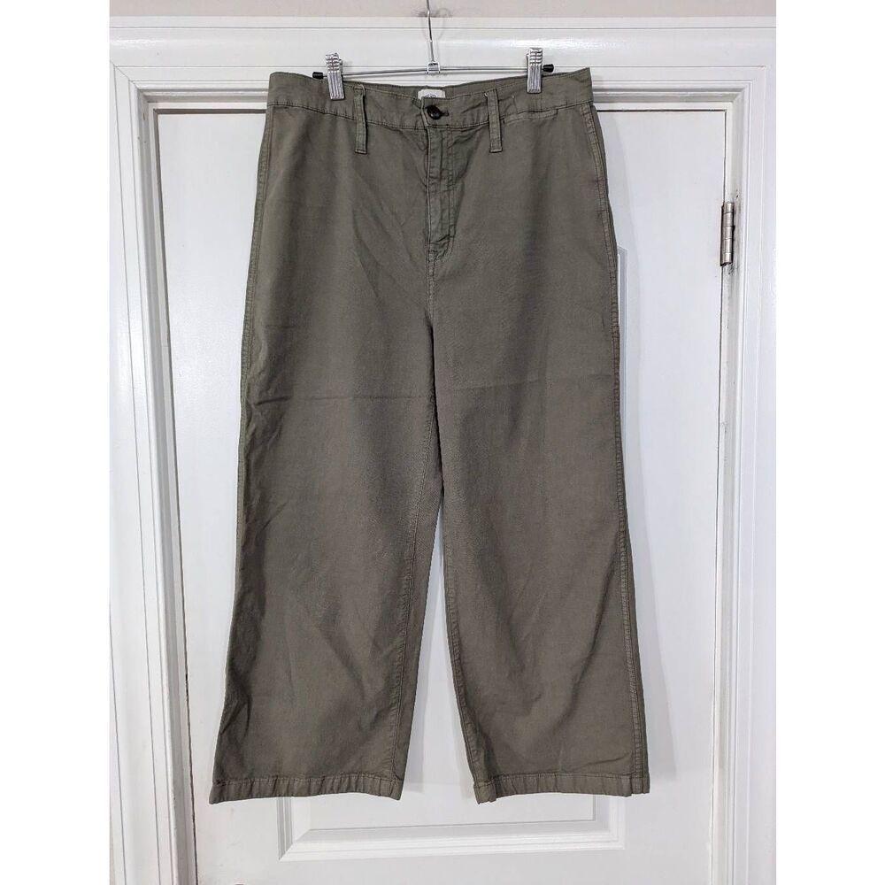 J. Crew Slim wide-leg pant in washed canvas women's 31 green‎ surplus preppy